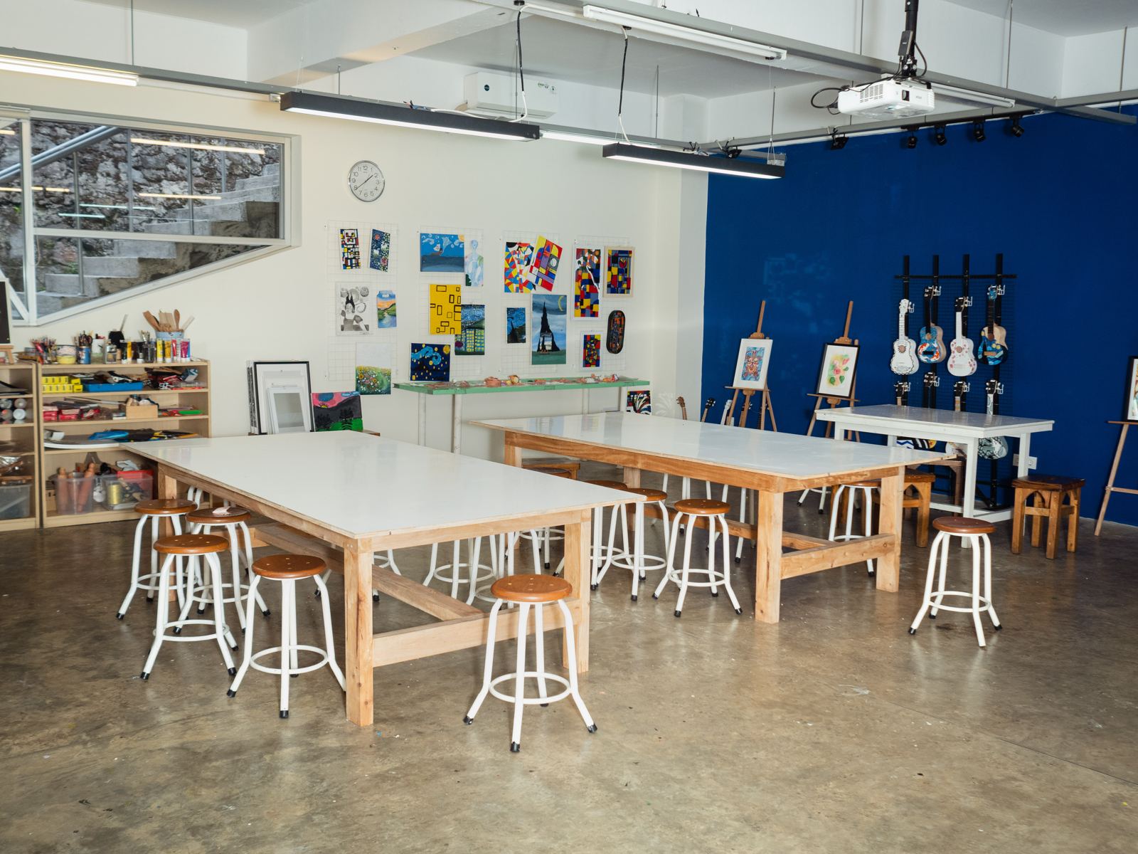 The art room, with student work on the walls