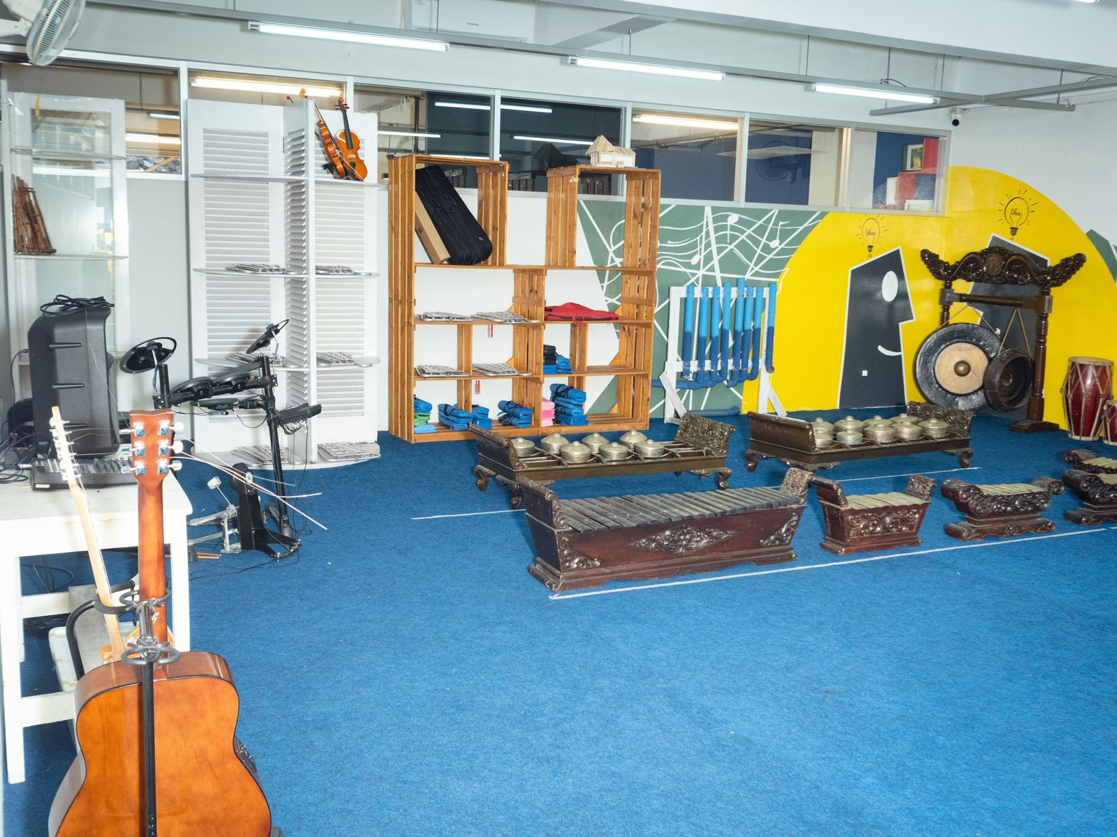 The music room, with traditional instruments